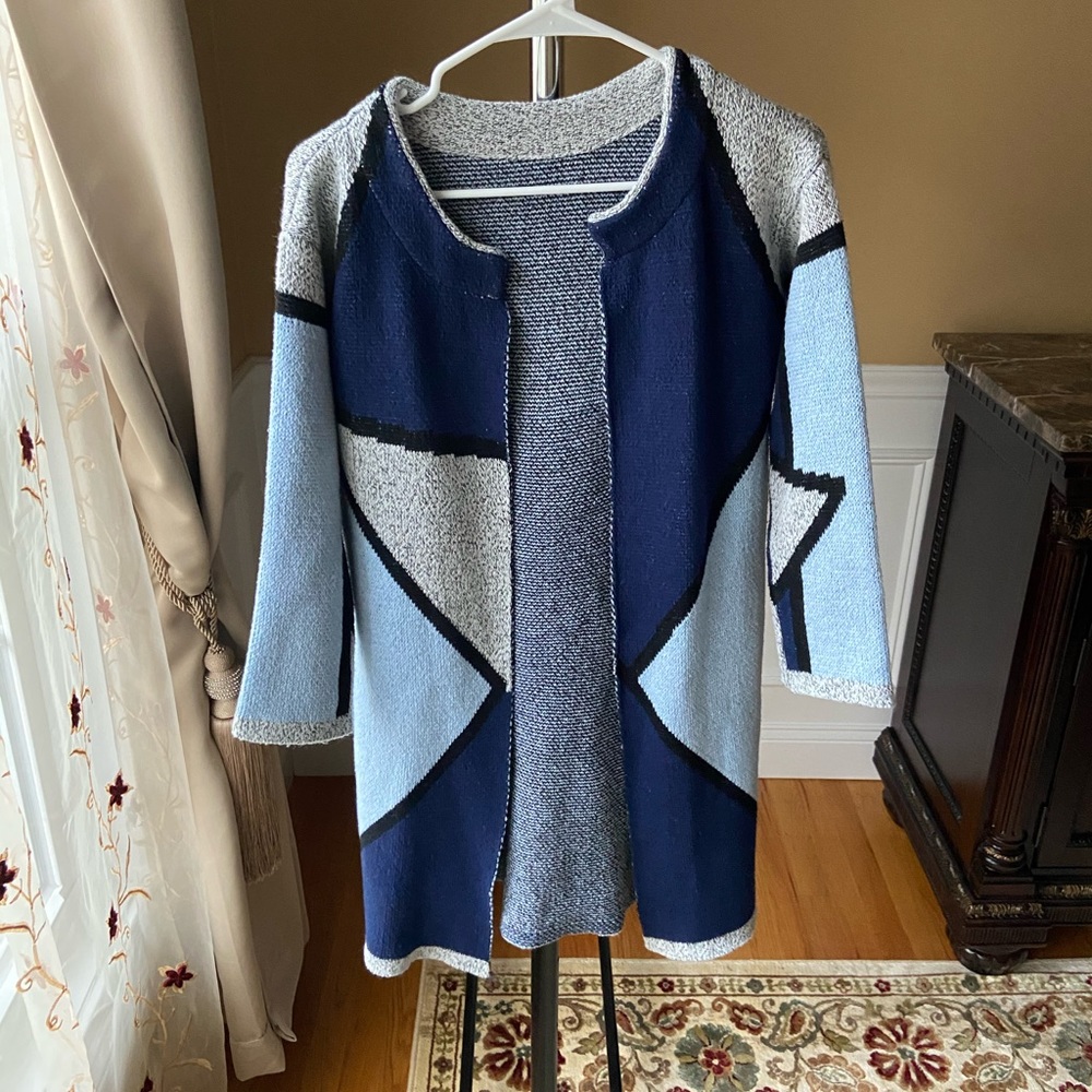 Geo pattern long cardigan